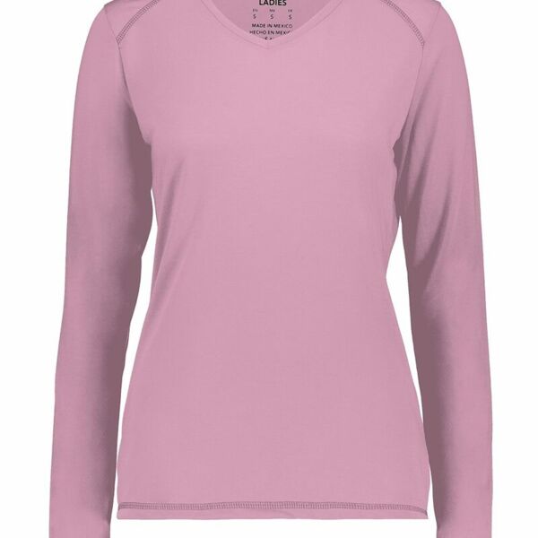 Women's Super Soft-Spun Poly Long Sleeve V-Neck T-Shirt Thumbnail