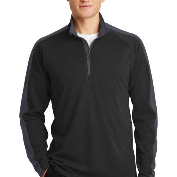 Sport Wick ® Textured Colorblock 1/4 Zip Pullover Thumbnail
