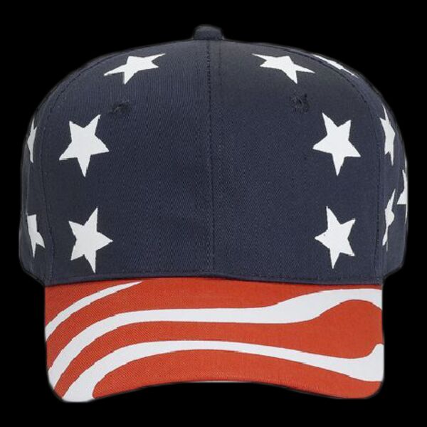 OTTO United States Flag Pattern Cotton Twill Six Panel Pro Style Baseball Cap Thumbnail