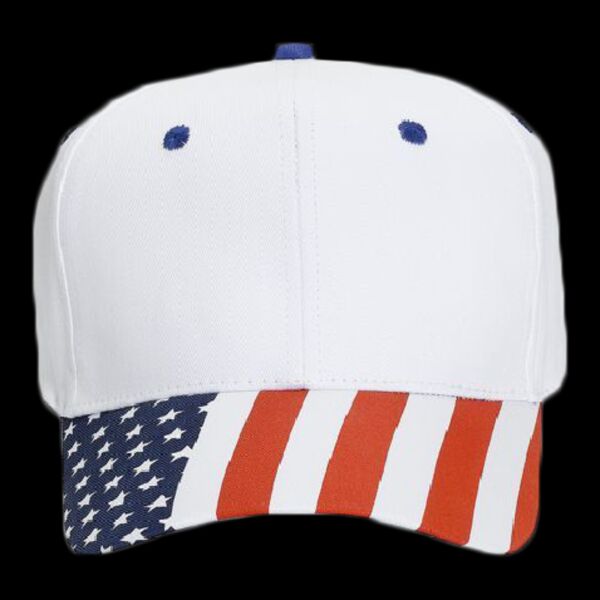 OTTO United States Flag Pattern Visor Cotton Twill Six Panel Pro Style Baseball Cap Thumbnail