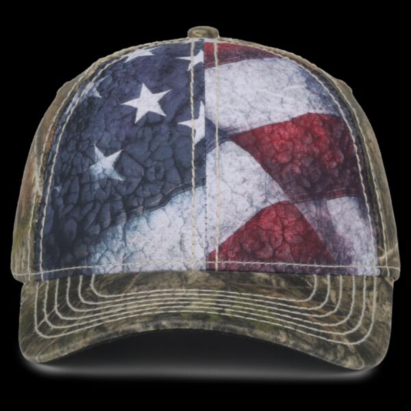 Camo with Flag Sublimated Front Panels Cap Thumbnail