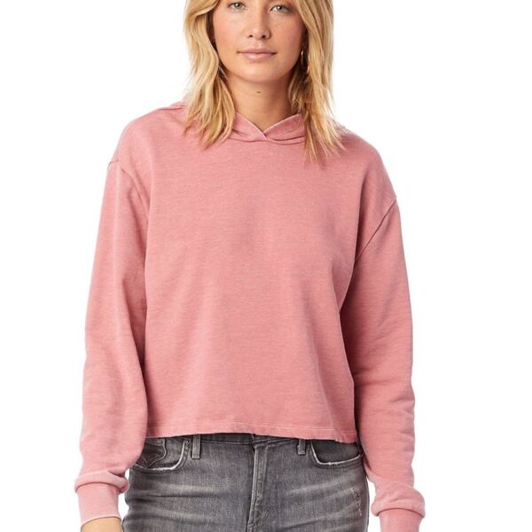Women's Mineral Wash French Terry Crop Pullover Hoodie Thumbnail
